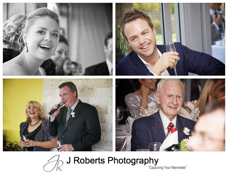 Guests responding to speeches at wedding reception - wedding photography sydney
